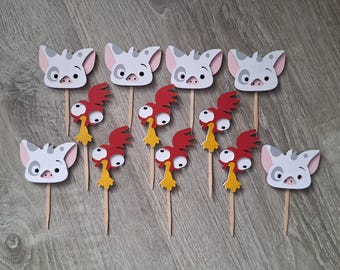 Adornos para cupcakes inspirados en Moana: Fiesta temática de Moana (juego de 12)