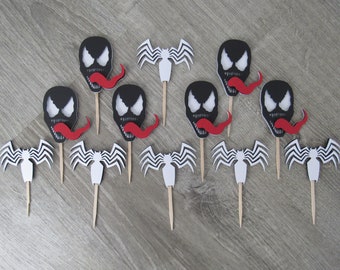 Venom Cupcake Toppers: Venom Birthday Party ( Set of 12)