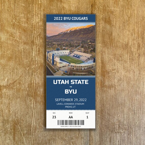 BYU Cougars Customizable Replica Ticket Stub for Any Game 2022 Etsy