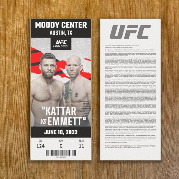 22 Ufc Fight Night Kattar Vs Emmett Austin Tx Replica Ticket Etsy Israel