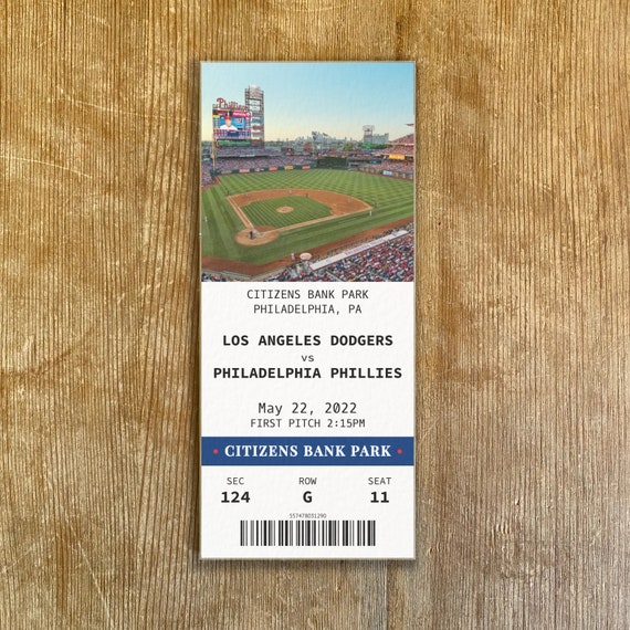 Philadelphia Phillies Customizable Ticket Stub 2022 Citizens Etsy