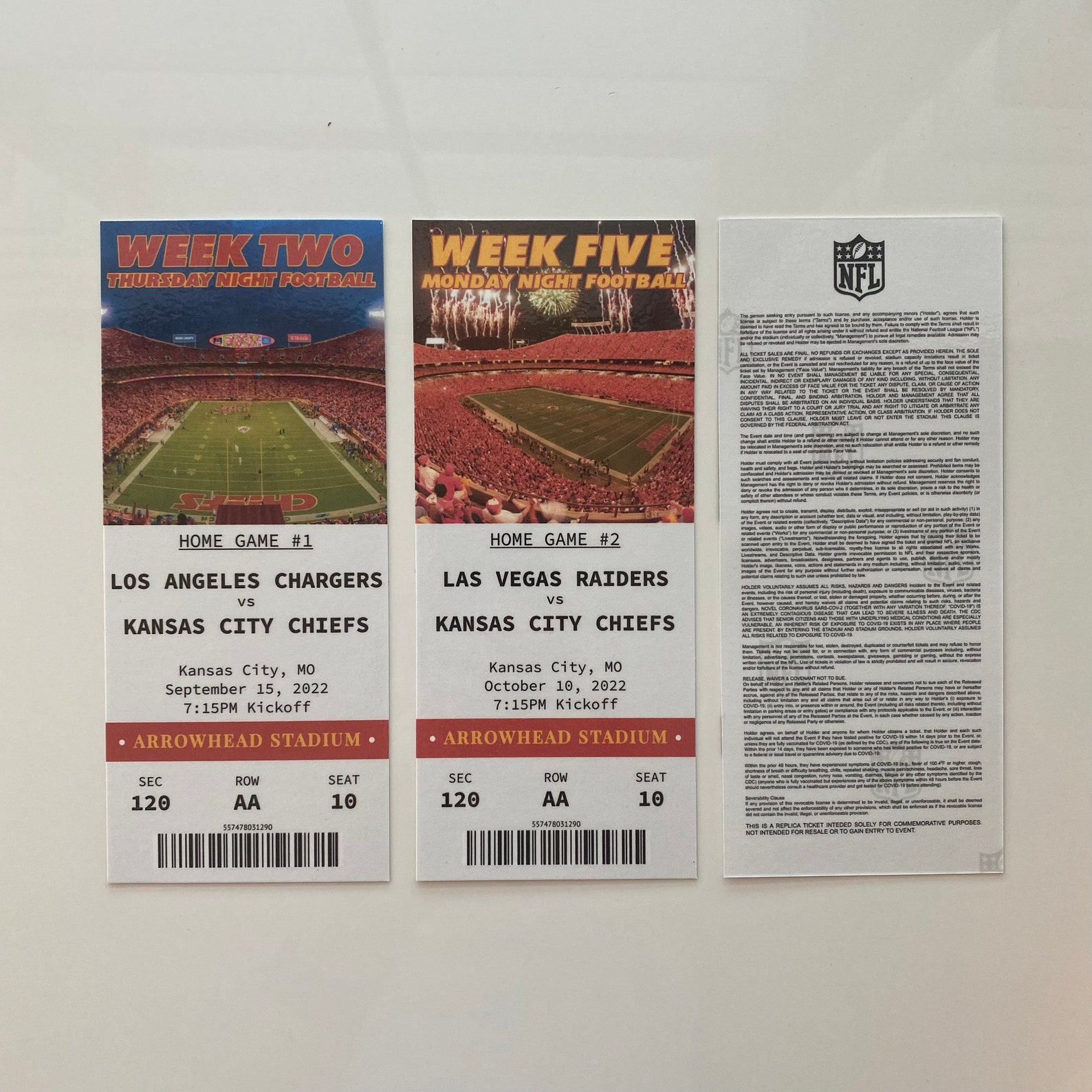 2022 CHIEFS Customizable Replica Season Ticket Stubs Complete Etsy
