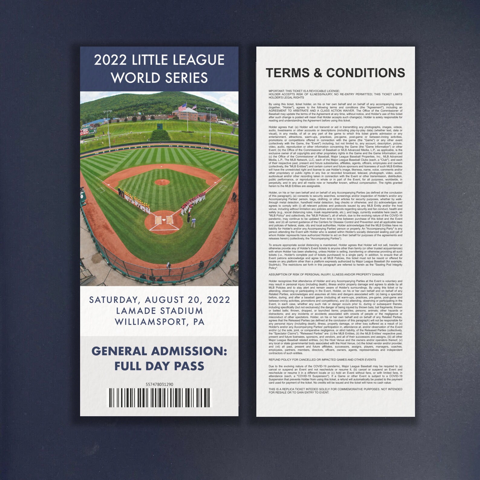 2022 LLWS Replica Ticket Stub Memorabilia Williamsport PA Etsy