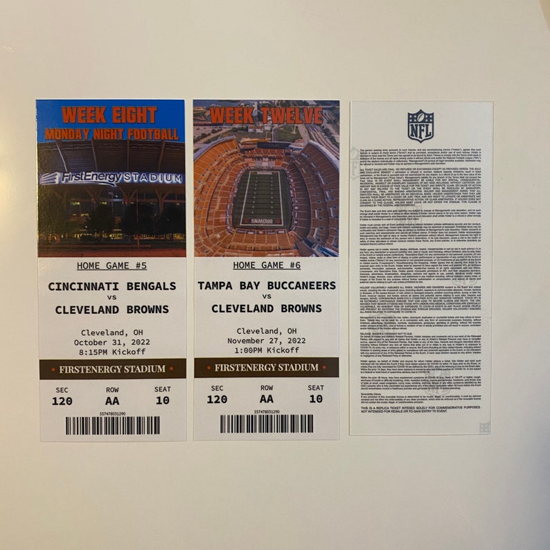 2022 BROWNS Customizable Replica Season Ticket Stubs Complete Etsy