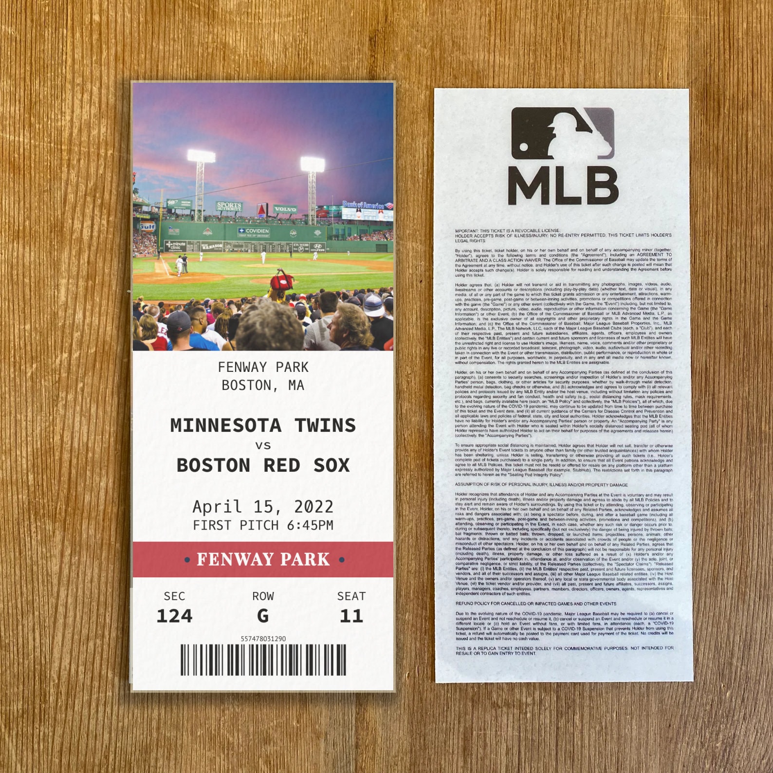 Boston Red Sox Customizable Replica Ticket Stub 2022 Baseball Etsy