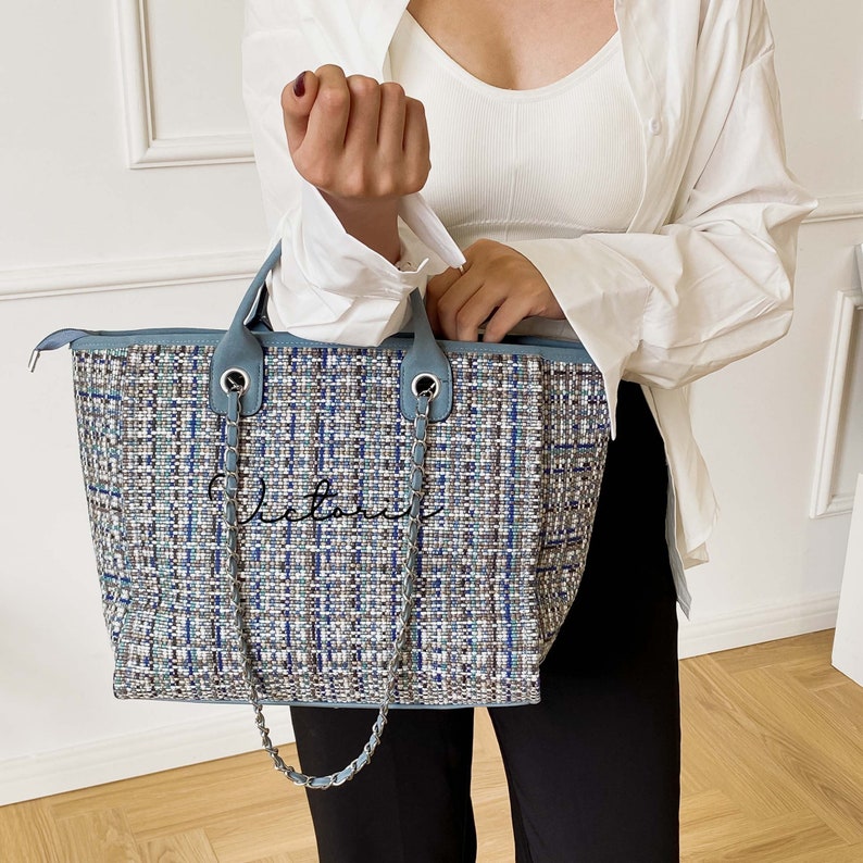 Classic Canvas Tote Bag Neverfull Chain Canvas Tote Etsy