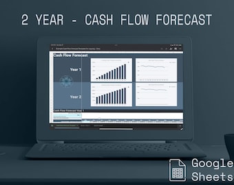 2-Year Cash Flow Forecast Google Sheets Template | Financial Projection Business Cash Flow Spreadsheet Template | Profit Analysis Projection