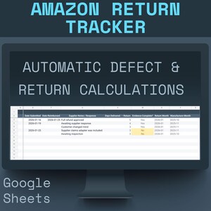 Amazon Return Tracker | FBA Defect & Reimbursement Log | Supplier Quality Tracer | Amazon Seller Spreadsheet bild 3