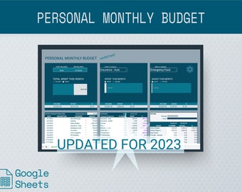 Monthly Personal Budget | Simple Bookkeeping Budget Template | Google Spreadsheet Template Budget | Google Sheets Budget Tracker