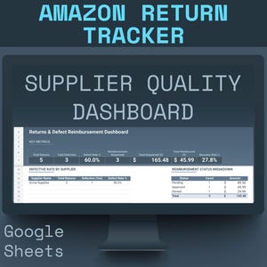 Amazon Return Tracker | FBA Defect & Reimbursement Log | Supplier Quality Tracer | Amazon Seller Spreadsheet bild 6