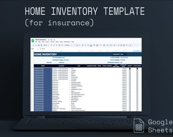 Inventory for Home Insurance | Google Sheets Home Inventory Template | Home Inventory Spreadsheet | Household Organizer In Case of Emergency