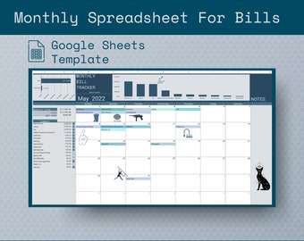 Monthly Spreadsheet For Bills | Printable Bill Pay Calendar | Automated  Monthly Bill Tracker | Monthly Calendar For Bills | Bills Checklist