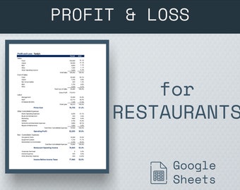 Profit And Loss Statement For Restaurant | Income Statement For Restaurants |  Restaurant Income Statement | Restaurant Profit And Loss