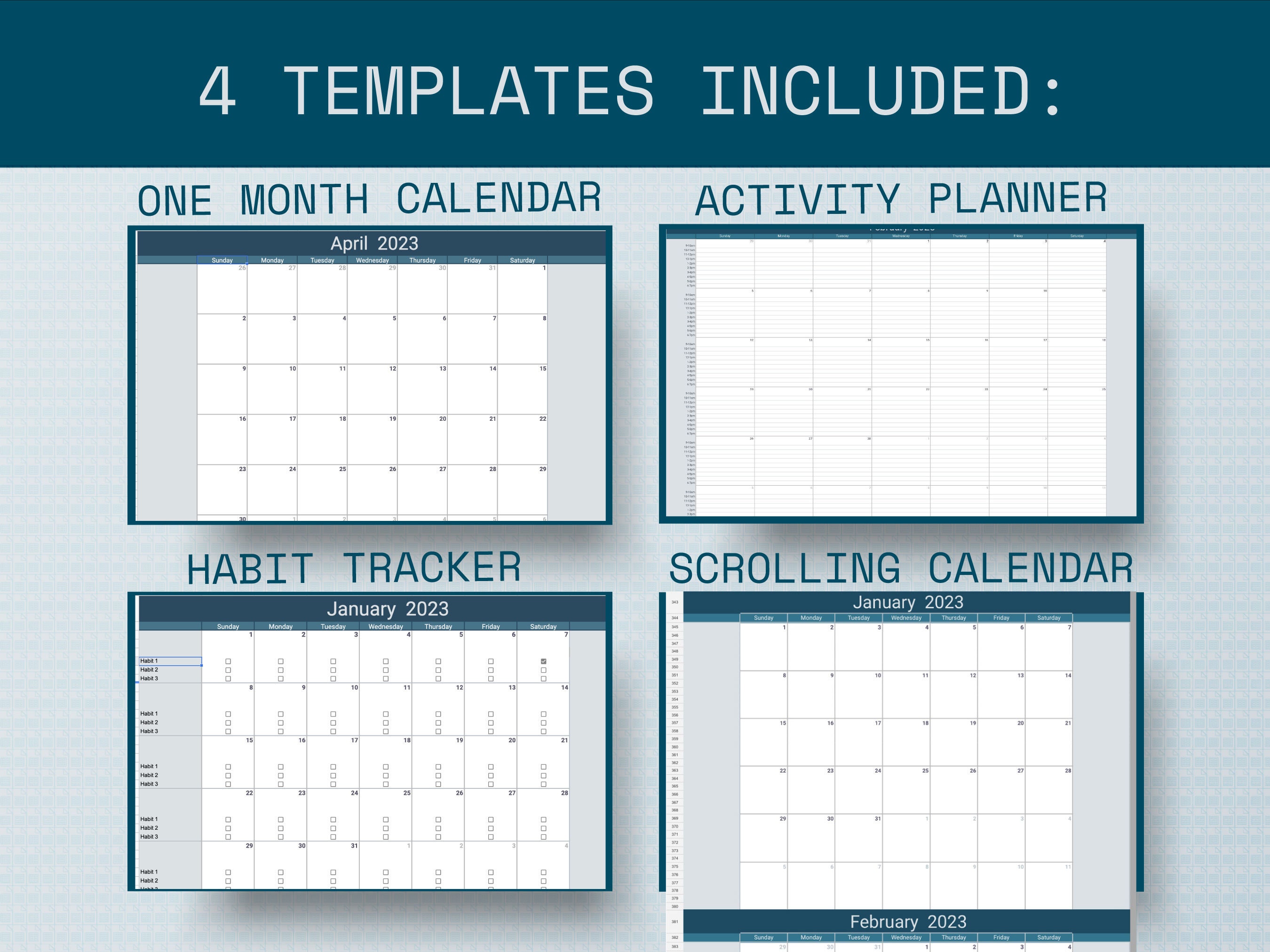 Downloadable Google Sheets Calendar Template 12 Month Printable