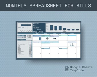 Google Sheets Bill Tracker Template | Monthly Bill Tracker Printable | Bill Payment Calendar | Monthly Budget Tracker | Budget Spreadsheet