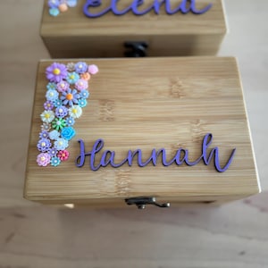 Girls keepsake box | girls personalized gift | girls treasure box | unicorn | flower girl gift | girl birthday gift | Bamboo Keepsake Box