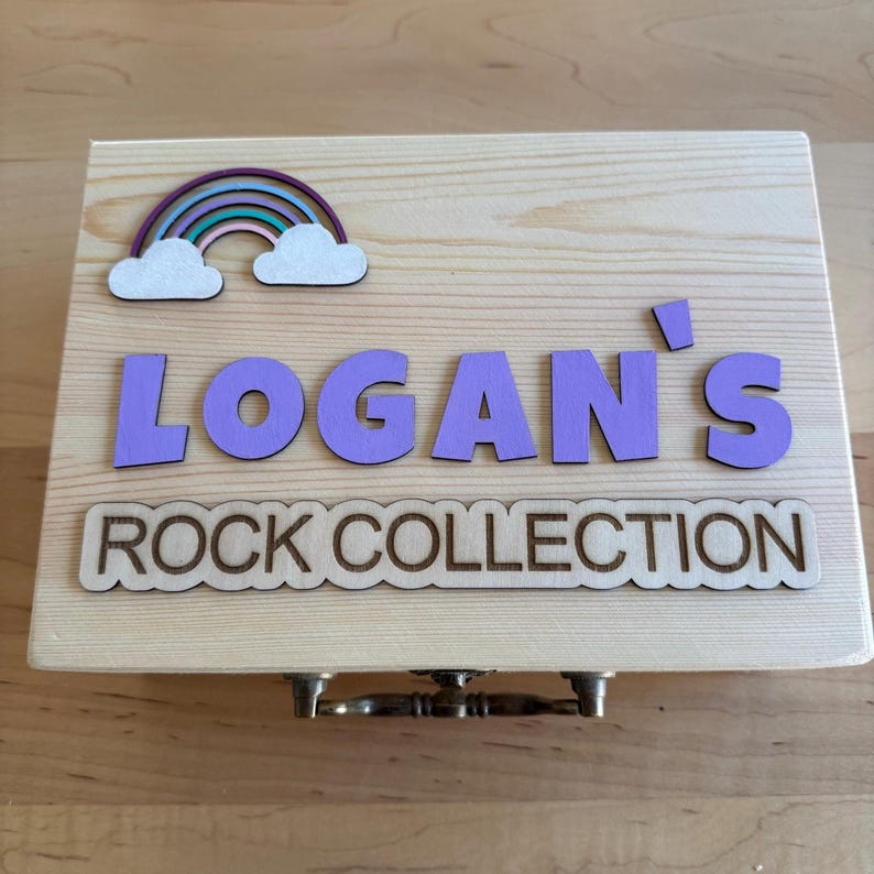 School Rocks Box Rock Collecting Box Large | Personalized Rock Collection Box | Kids ...