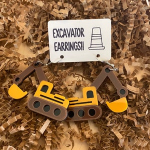 Excavator Earrings | Construction Party Accessory | Construction Earrings | Construction Party | Construction Excavator Earrings | Boy Mom