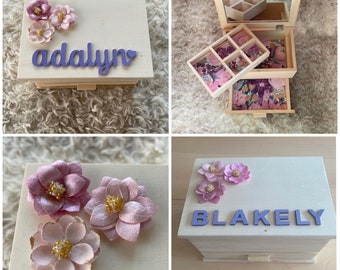 Personalized Girls Jewelry Box | Jewelry Box | Toddler Girl Jewelry Box | Girl Gift | Girls Jewelry Box | Flower Jewelry Box