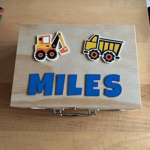 boys construction keepsake box | baby boy gift | boys treasure box | toy storage | boys keepsake box | personalized | baby boy gift