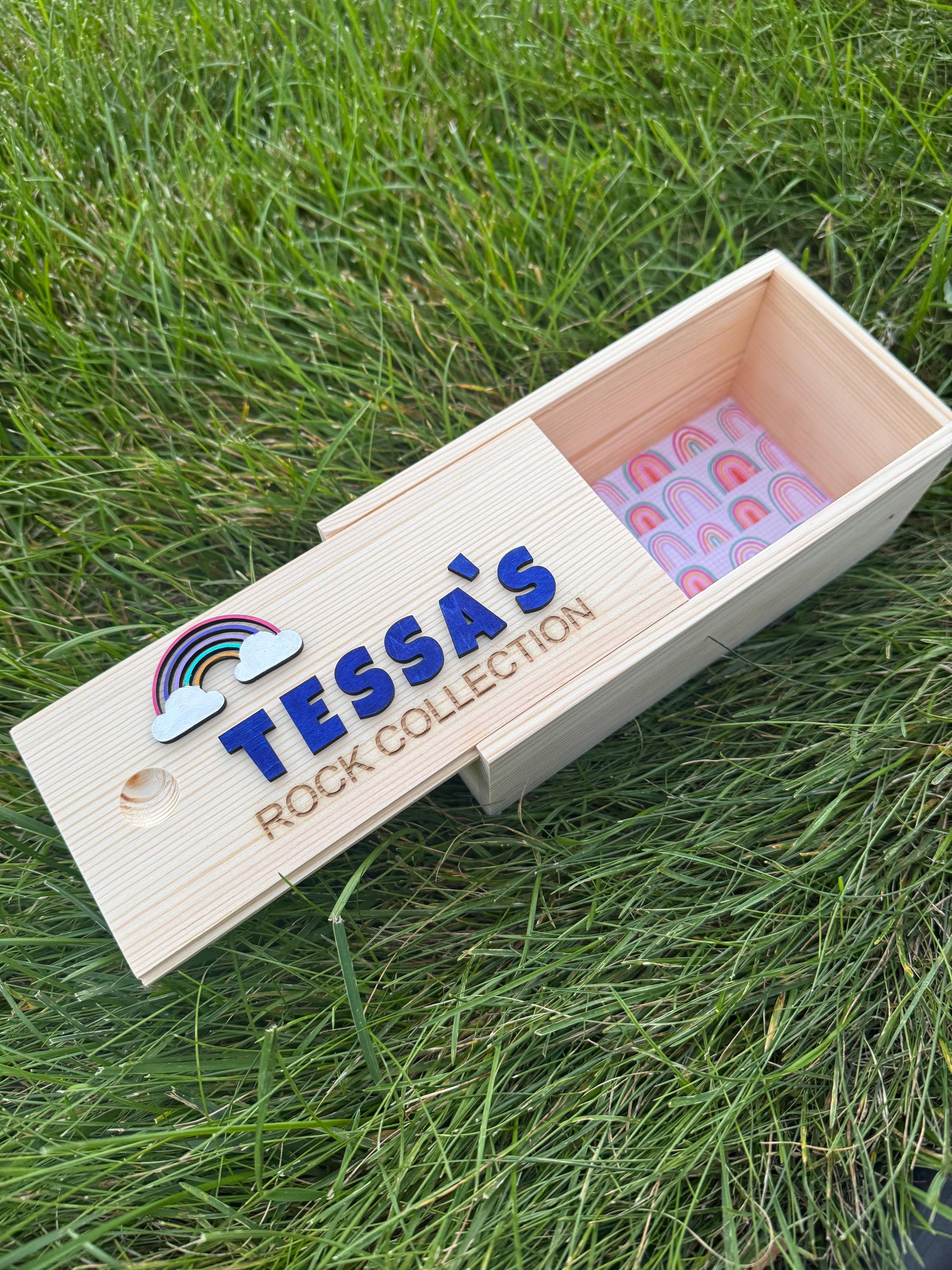 Rock Collecting Box Large | Personalized Rock Collection Box | Kids ...