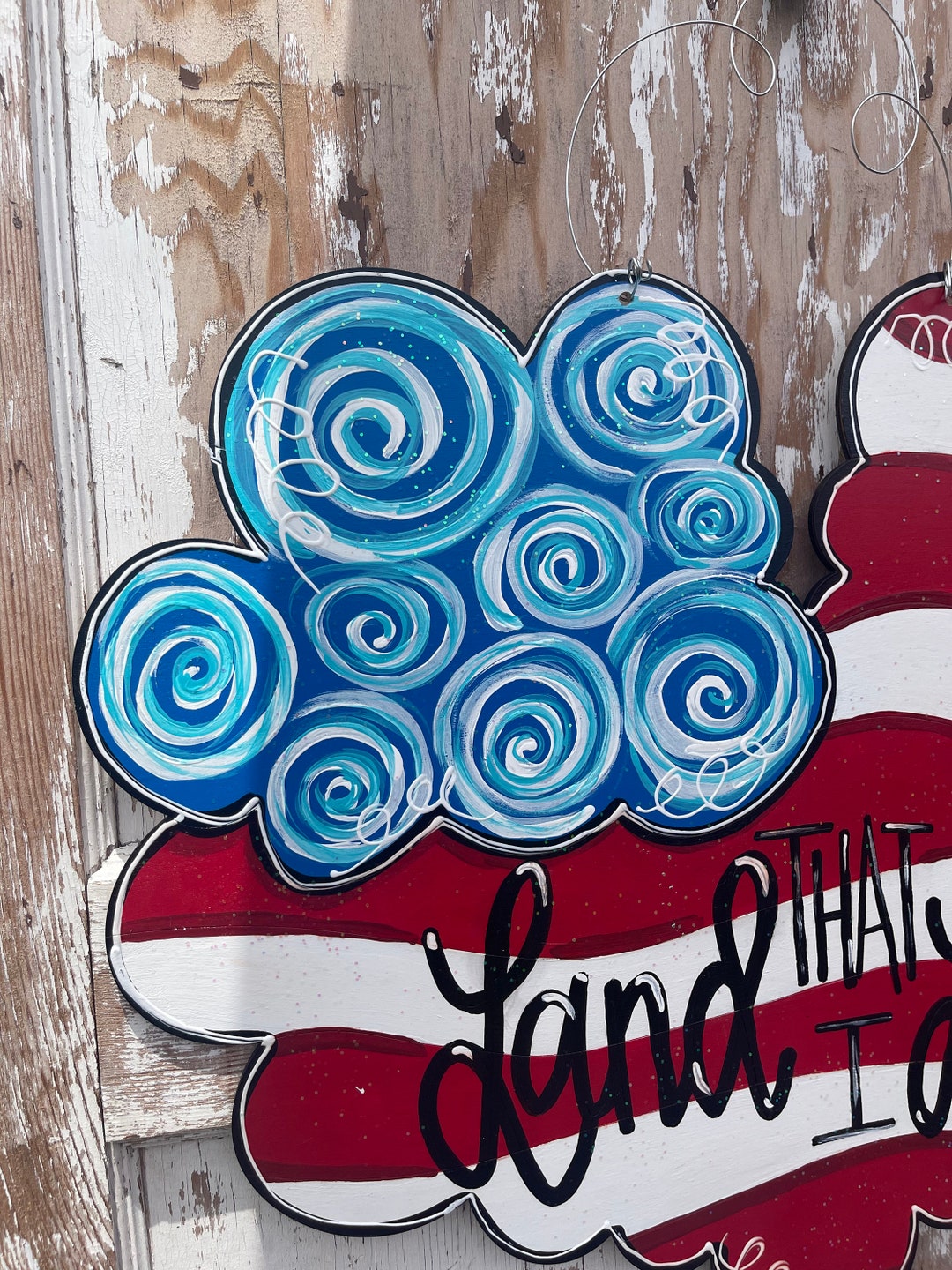 Patriotic Door Hanger American Flag Door Hanger Patriotic Decor Summer