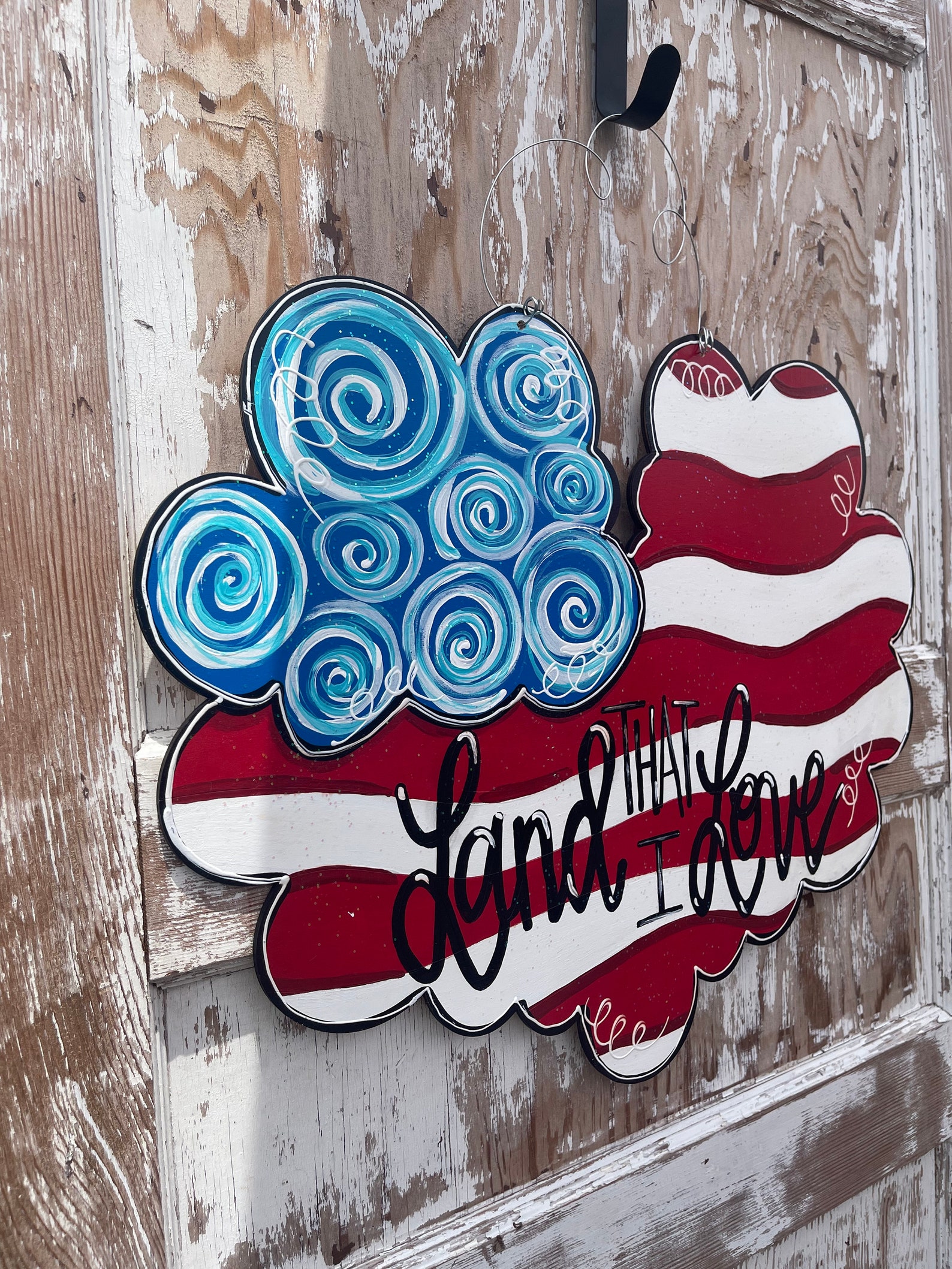 Patriotic Door Hanger American Flag Door Hanger Patriotic Decor Summer