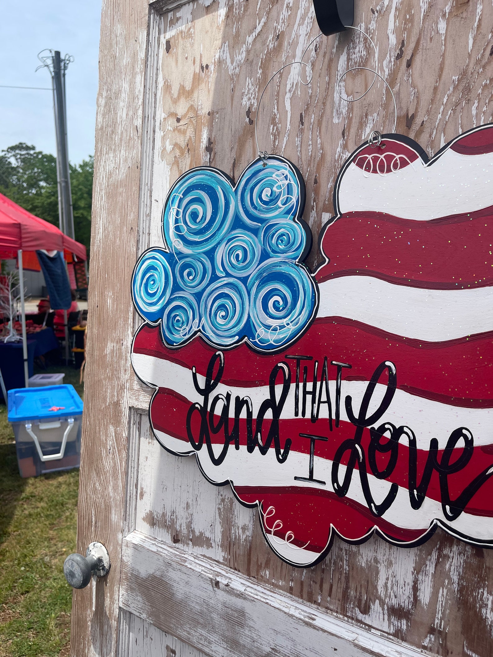 Patriotic Door Hanger American Flag Door Hanger Patriotic Decor Summer