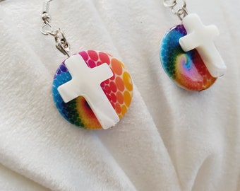 Pendientes Cruz Arcoiris