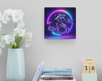 Reloj de pared con estampado de dragón de neón