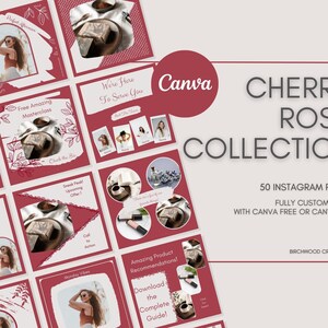 Instagram Post Templates Canva~Cherry Rose Instagram Post Templates~Canva Templates~Instagram Templates~Fun Instagram Templates