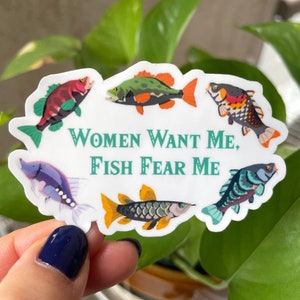 Zelda Women Want Me, Fish Fear Me Sticker / BOTW TOTK Fishing / Funny Gamer Die-cut Decal for Laptop Waterbottle Waterproof Vinyl