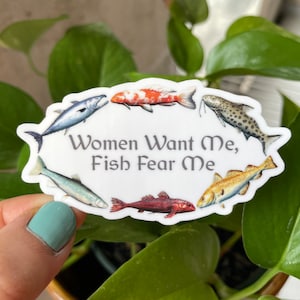 Skyrim Women Want Me, Fish Fear Me Sticker / Elder Scrolls / Funny Gamer Die-cut Decal for Laptop Waterbottle Waterproof Vinyl