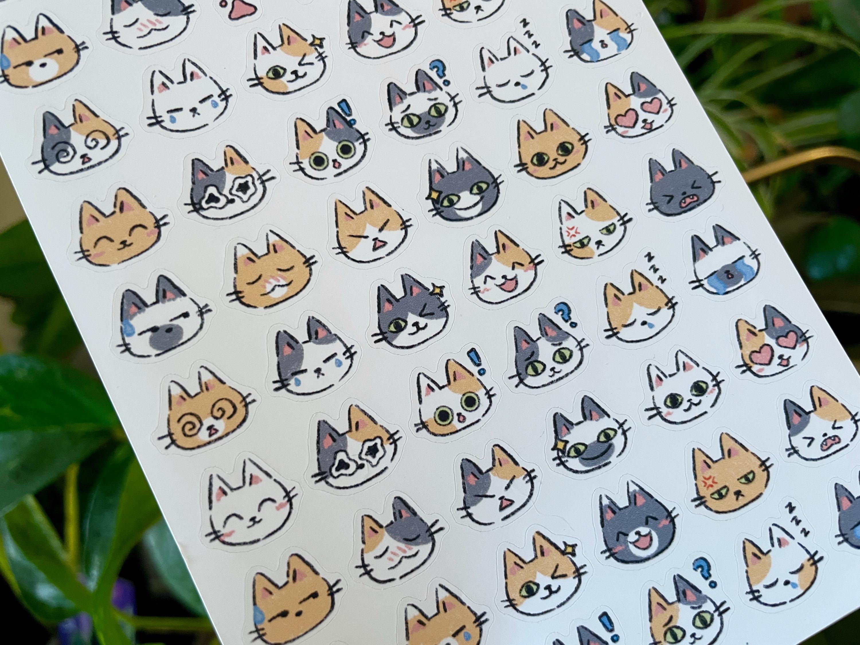 Cat Emoji Sticker Sheet 4x6 | Planner Bujo Bullet Journal Deco ...
