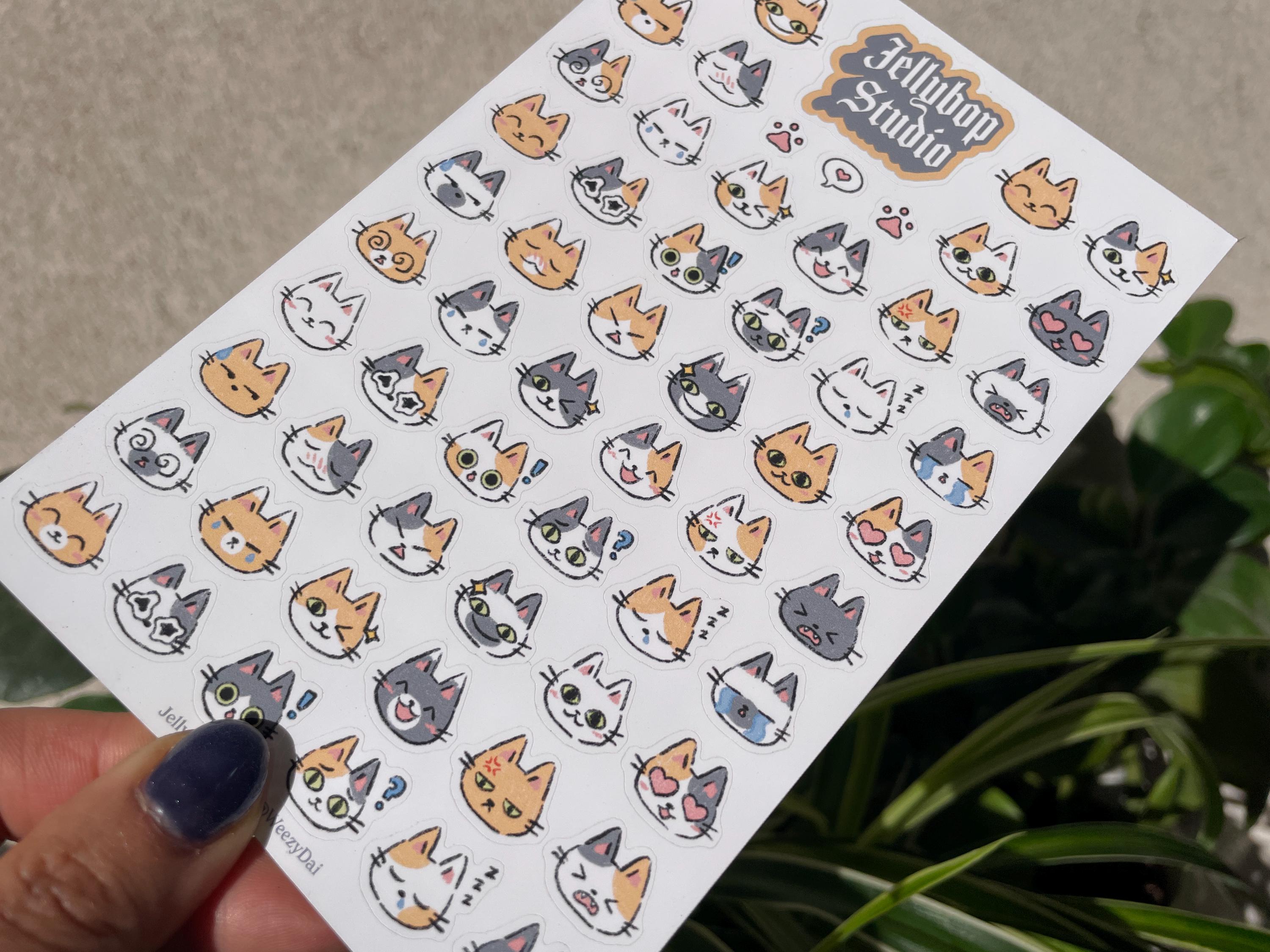 Cat Emoji Sticker Sheet 4x6 | Planner Bujo Bullet Journal Deco ...