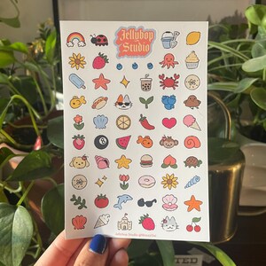 Feuille d'autocollants Tiny Summer Doodles 4 x 6 | Agenda BuJo Bullet Journal déco esthétique Scrapbook mignon Kawaii Small | Illustrations dessinées à la main