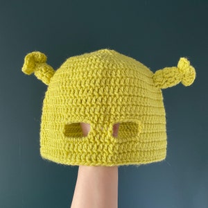 PATTERN Crochet Shrek Balaclava || PDF Digital Download Only || Hat Accessory Cute Kitschy Weird Instructions Knit Beanie Ogre Mask