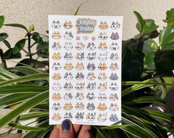 Cat Emoji Sticker Sheet 4x6 | Planner BuJo Bullet Journal Deco Aesthetic Scrapbook Cute Kawaii Kitty Kitten Emote Mood Tracker Emoticons