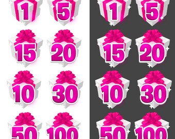 Pink Kick Gifted Sub Emotes Pack | Number Gift Boxes