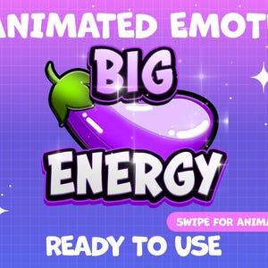 ANIMATED EMOTE Purple | Big Energy, Kick Emote, Twitch Emote, Eggplant, Streamer Emote, Ready to Use.
