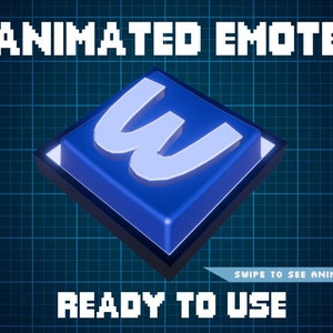 ANIMATED EMOTE Blue | W Key Emote, Kick Emote, Twitch Emote, Discord Emote, Streamer Emote, Ready to Use.