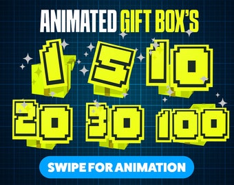 Kick Animated Gift Boxes | Yellow | Ready to Download | Gifted Sub Emotes Pack | Number Gift Boxes