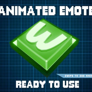 ANIMATED EMOTE Light Green | W Key Emote, Kick Emote, Twitch Emote, Discord Emote, Streamer Emote, Ready to Use.