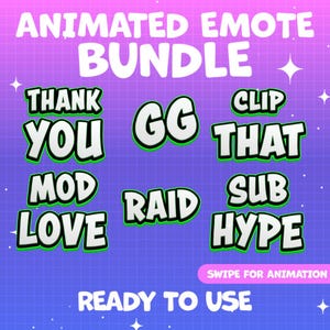 Animated Green Emote Pack  | Ready to Download | Text Emotes | Emote Bundle Thank You, GG, Clip That, Mod Love, Sub Hype