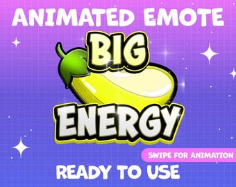 ANIMATED EMOTE Yellow | Big Energy, Kick Emote, Twitch Emote, Eggplant, Streamer Emote, Ready to Use.