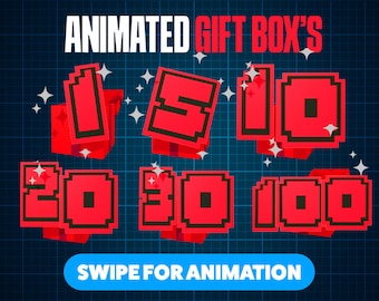 Kick Animated Gift Boxes | Red | Ready to Download | Gifted Sub Emotes Pack | Number Gift Boxes
