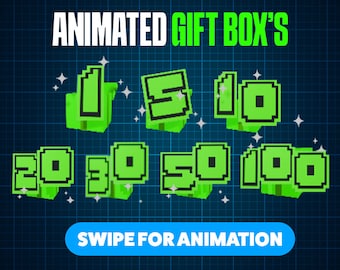Kick Animated Gift Boxes | Ready to Download | Gifted Sub Emotes Pack | Number Gift Boxes