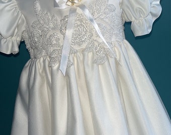 Babygirl christening/ Baptism gown lace embroidery layered dress christening day
