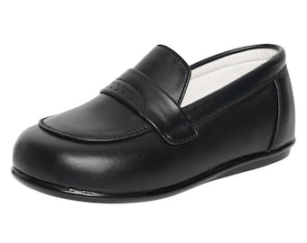 Early steps matte black brown loafer shoes