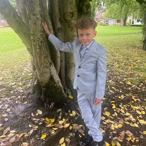Boys 5 piece grey/blue suit by milano mayfair
